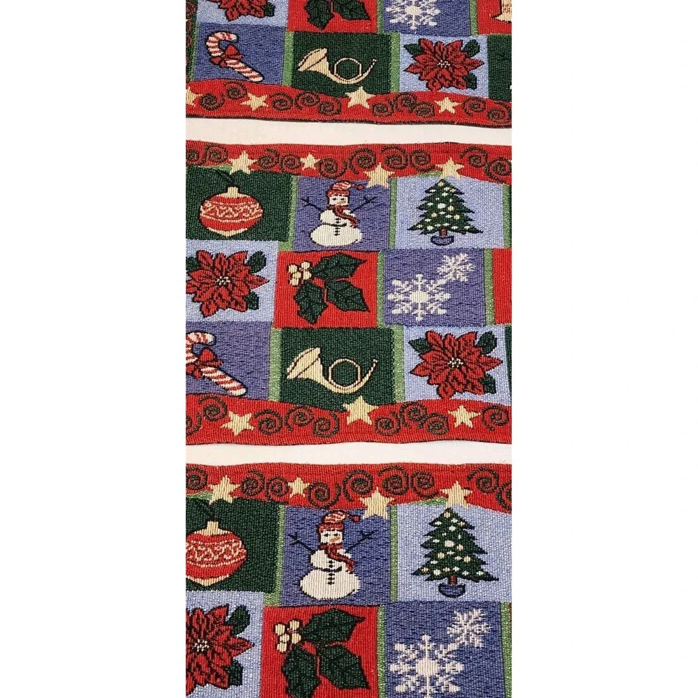 Set Of 3 Tapestry Woven Christmas Placemats Snowman Tree  Bell